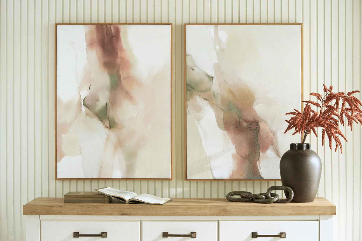 Set of 2 framed abstract figure wall art prints, close-up view