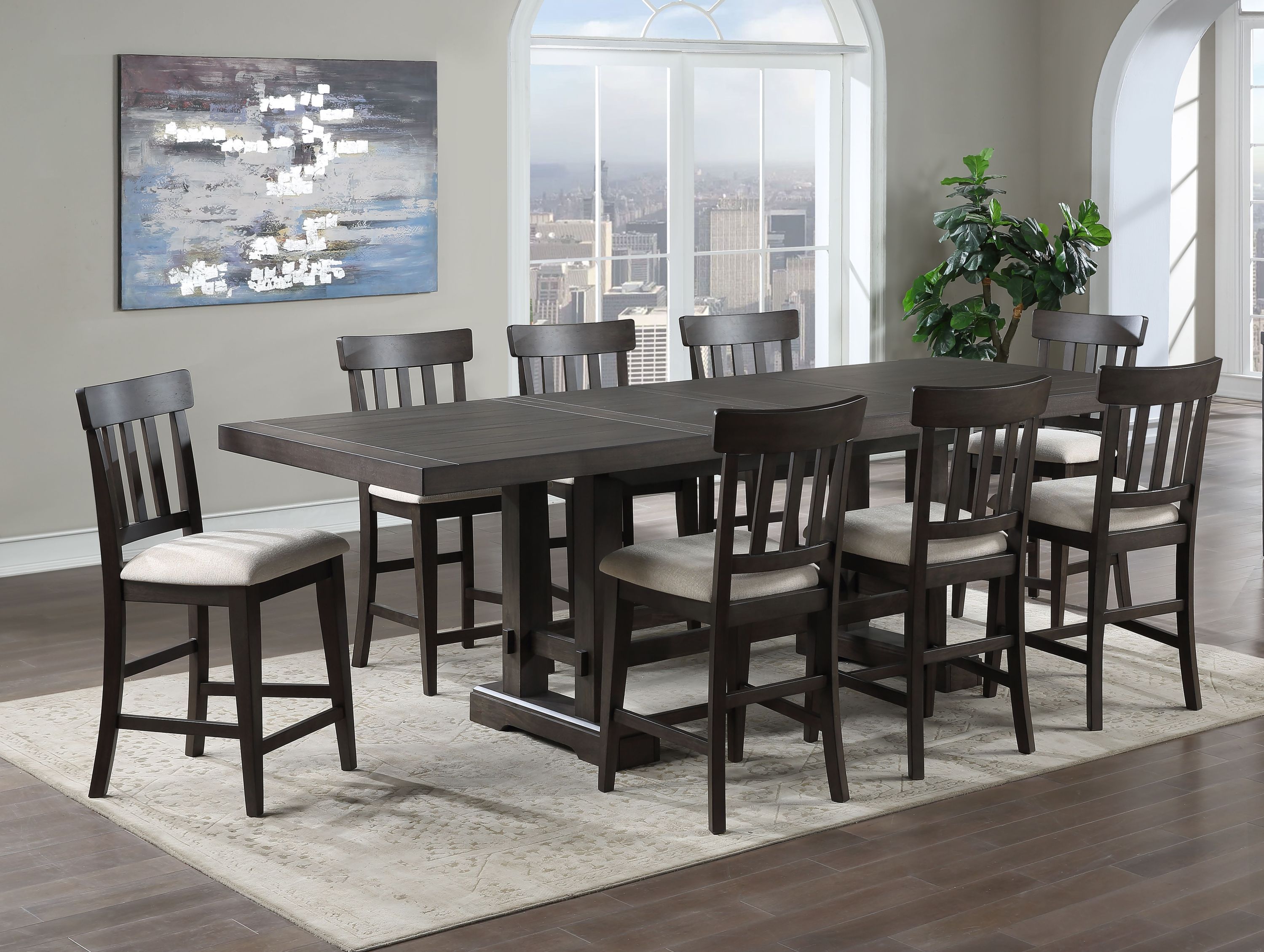 Napa 9-Piece Counter Height Dining Set - Dark Brown