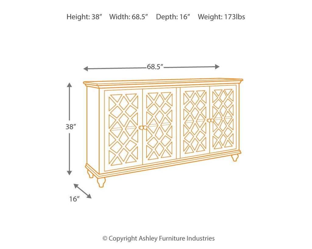 Teal accent cabinet outline with 38in height, 68.5in width, and 16in depth