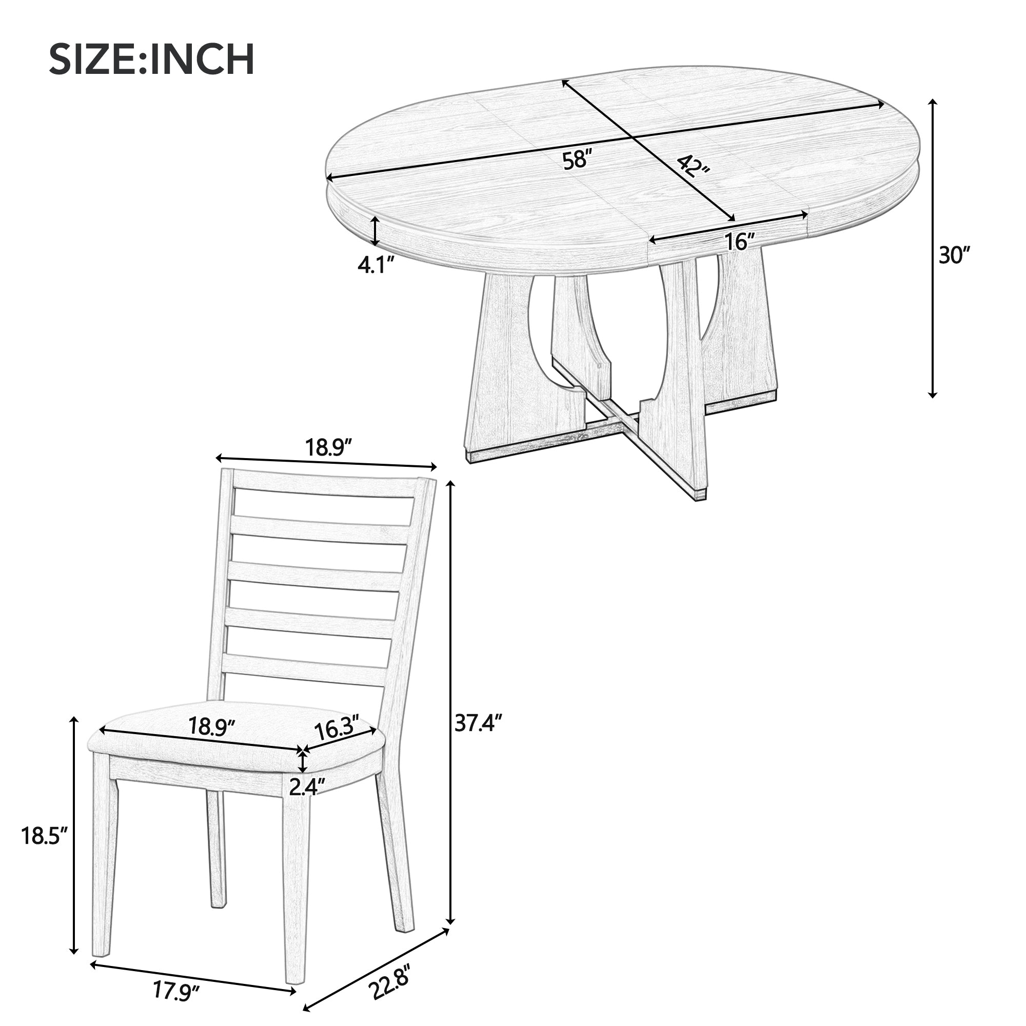 5-Pc Retro Rustic Dining Set (Walnut)