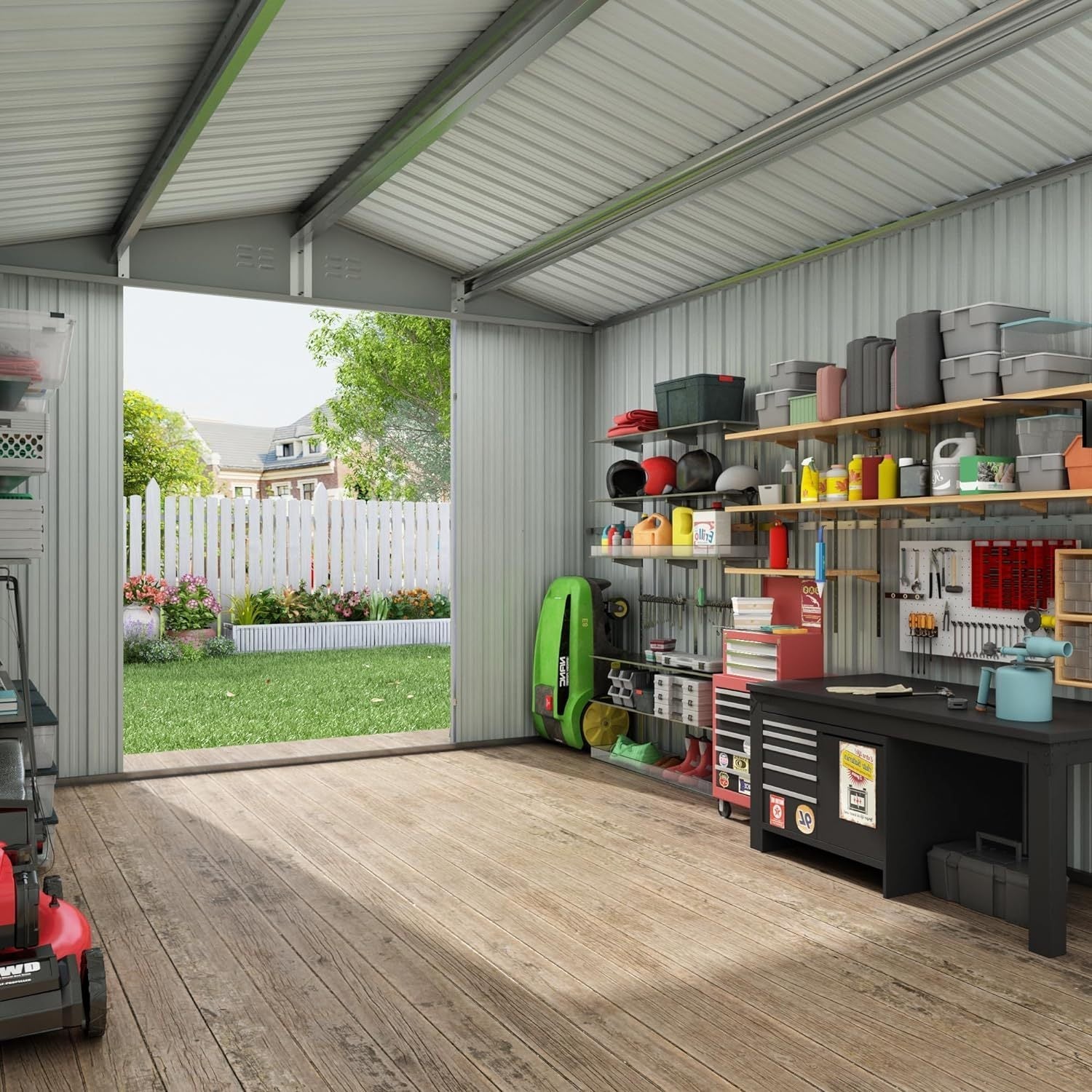 10x10 Metal Shed w/Lock & Vents - Outdoor Storage-American Furniture Outlet