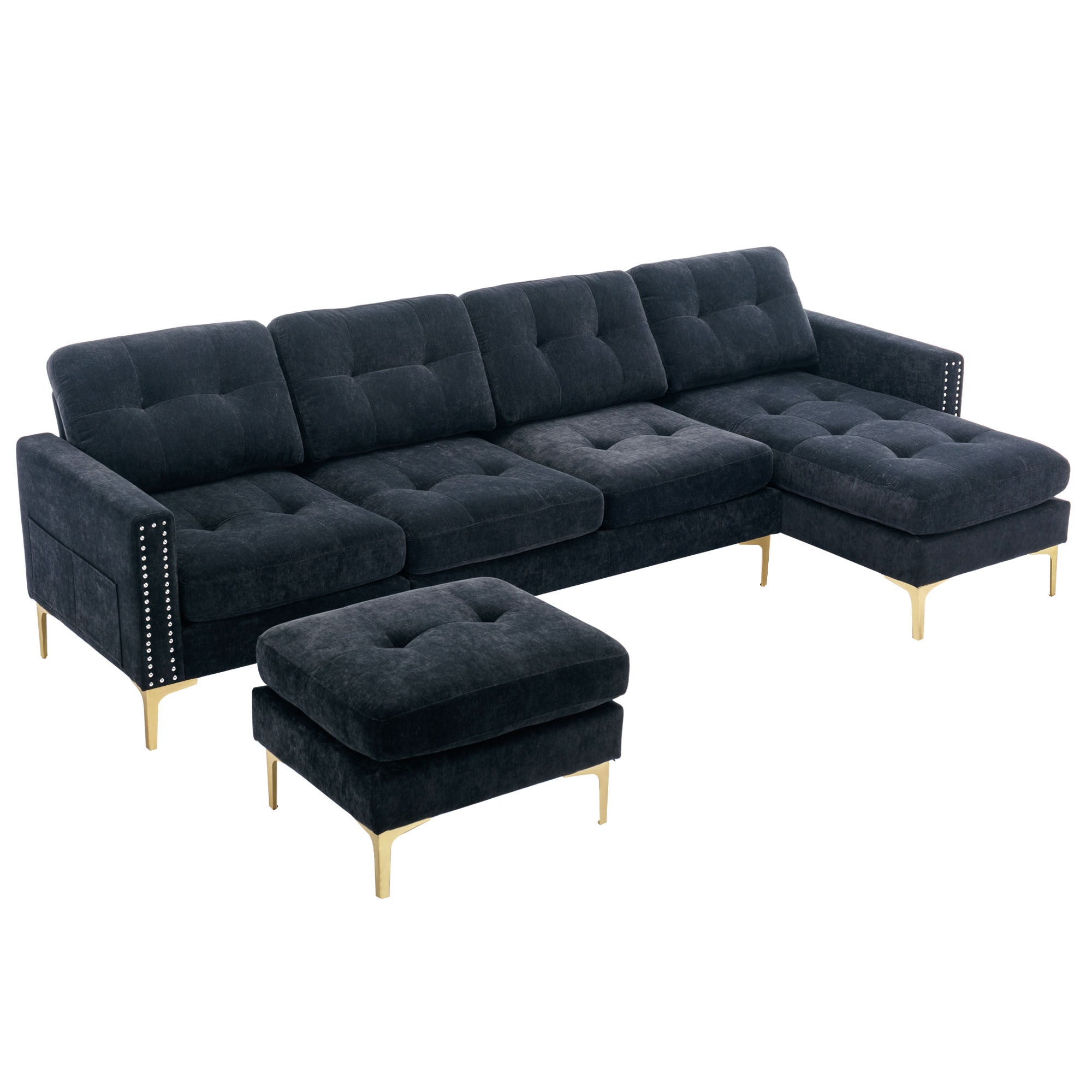 black-velvet-l-shaped-sectional-sofa
