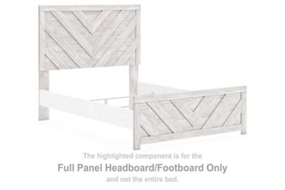Whitewash full panel headboard and footboard with crosshatch diagonal wood design