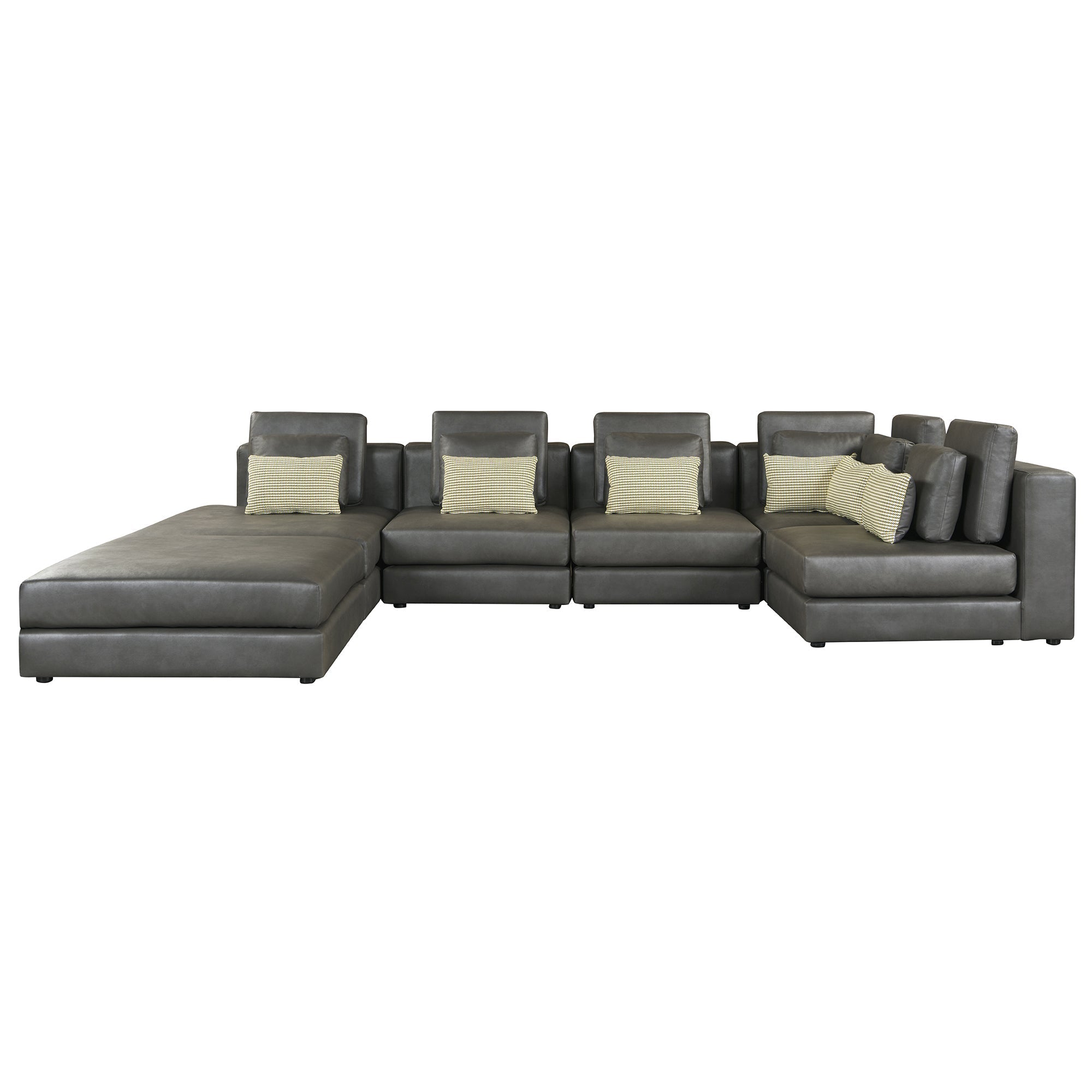 112.7" Modular Sectional Sofa with Ottoman | Black Corner Chaise Lounge-American Furniture Outlet -American Furniture Outlet