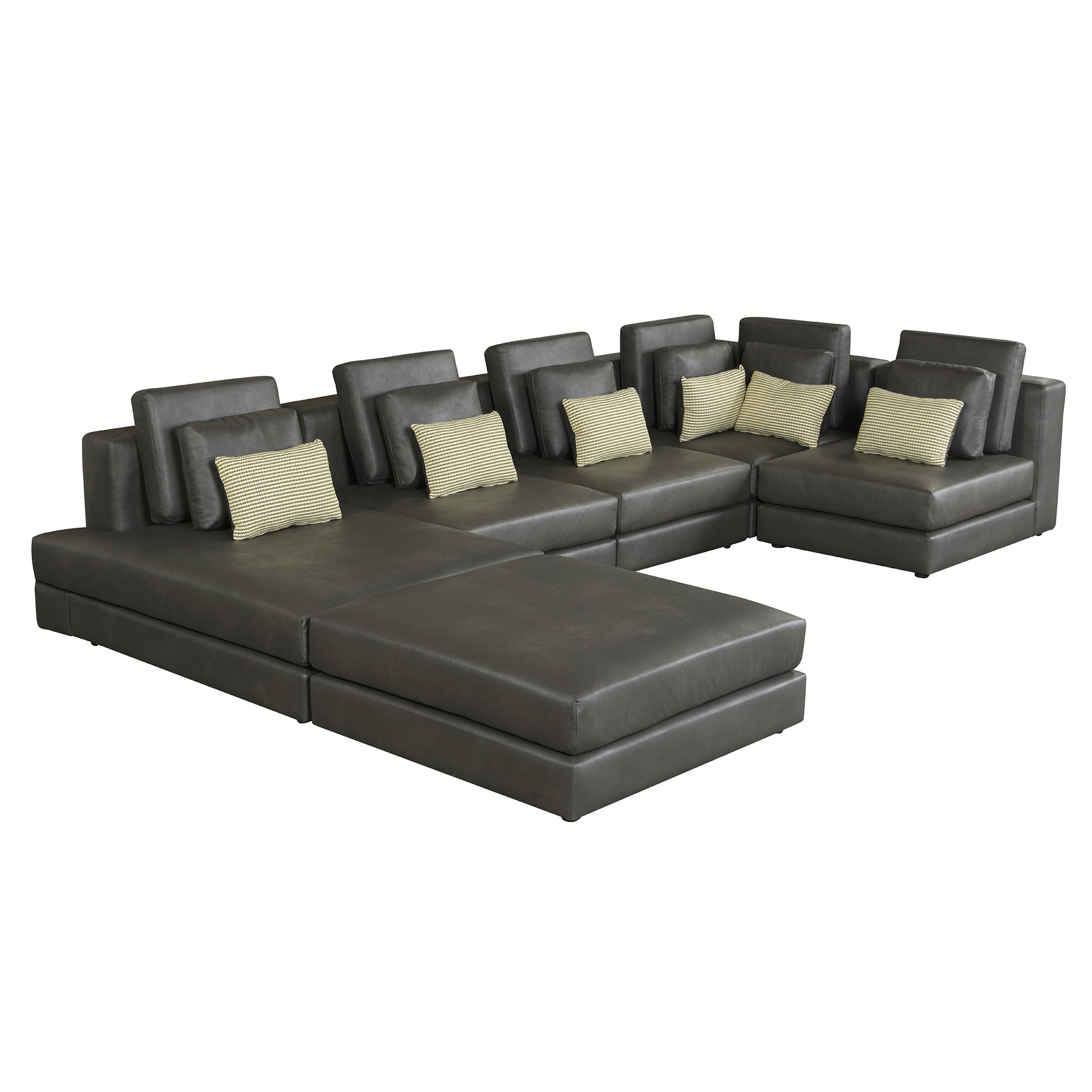 112.7" Modular Sectional Sofa with Ottoman | Black Corner Chaise Lounge-Stationary Sectionals-American Furniture Outlet