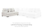 Chalk sectional sofa with left-arm facing loveseat and extended chaise seating