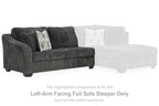 Dark gray sofa sleeper sectional with chaise and extended bed section