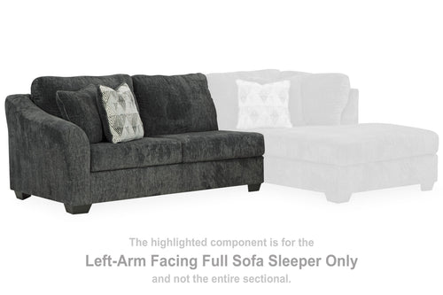 Dark gray sofa sleeper sectional with chaise and extended bed section