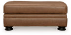 Carianna ottoman, caramel-brown upholstered cushion with split lid and dark turned legs
