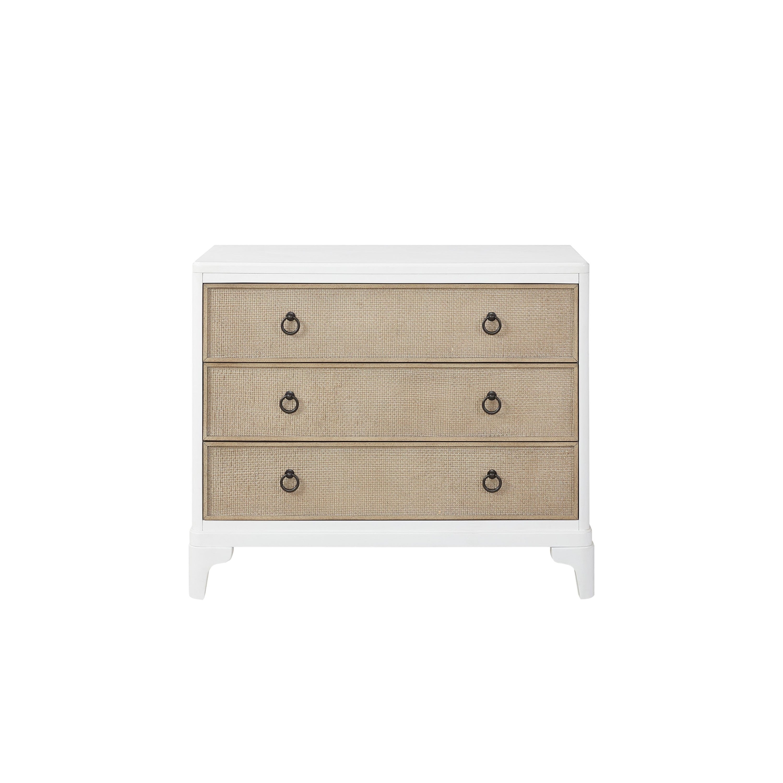 White Solid Wood Hall Chest with Cane Fronts & Storage Drawers