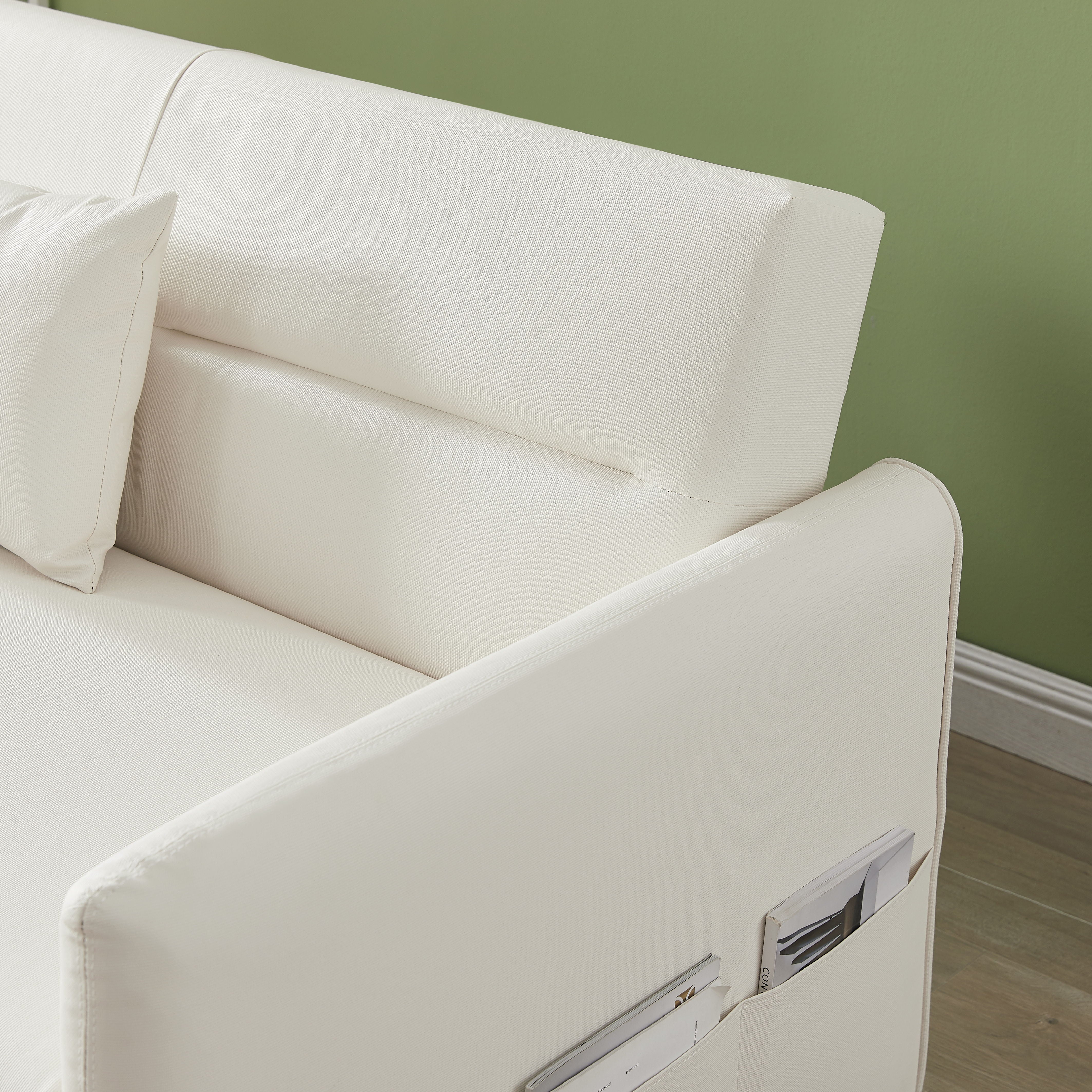 2033 White Cloth Grain Leather (PU) Leisure Two-Seat Sofa