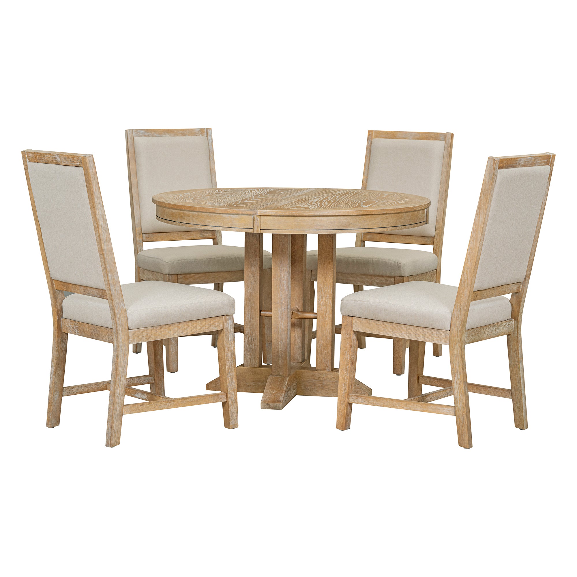 5-Piece Round Dining Set w/ 4 Chairs