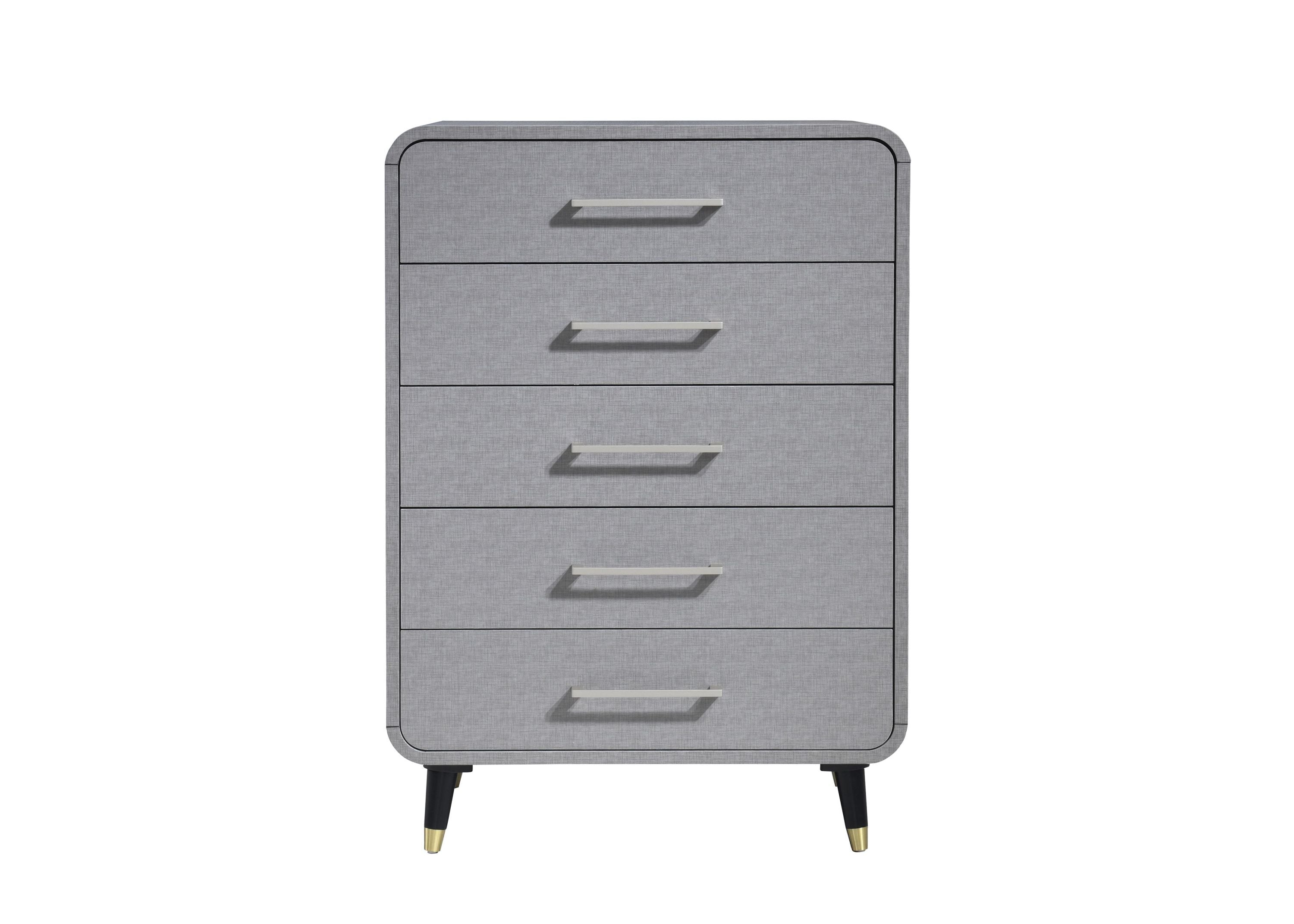 Premium 5-Drawer Chest - Elegant PU Leather Storage Furniture