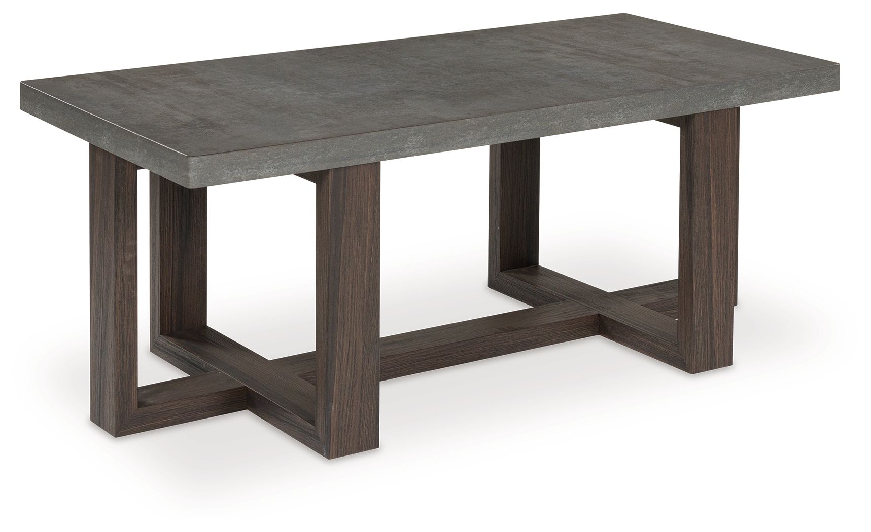 3-piece occasional table set with gray rectangular tabletop and dark brown frame
