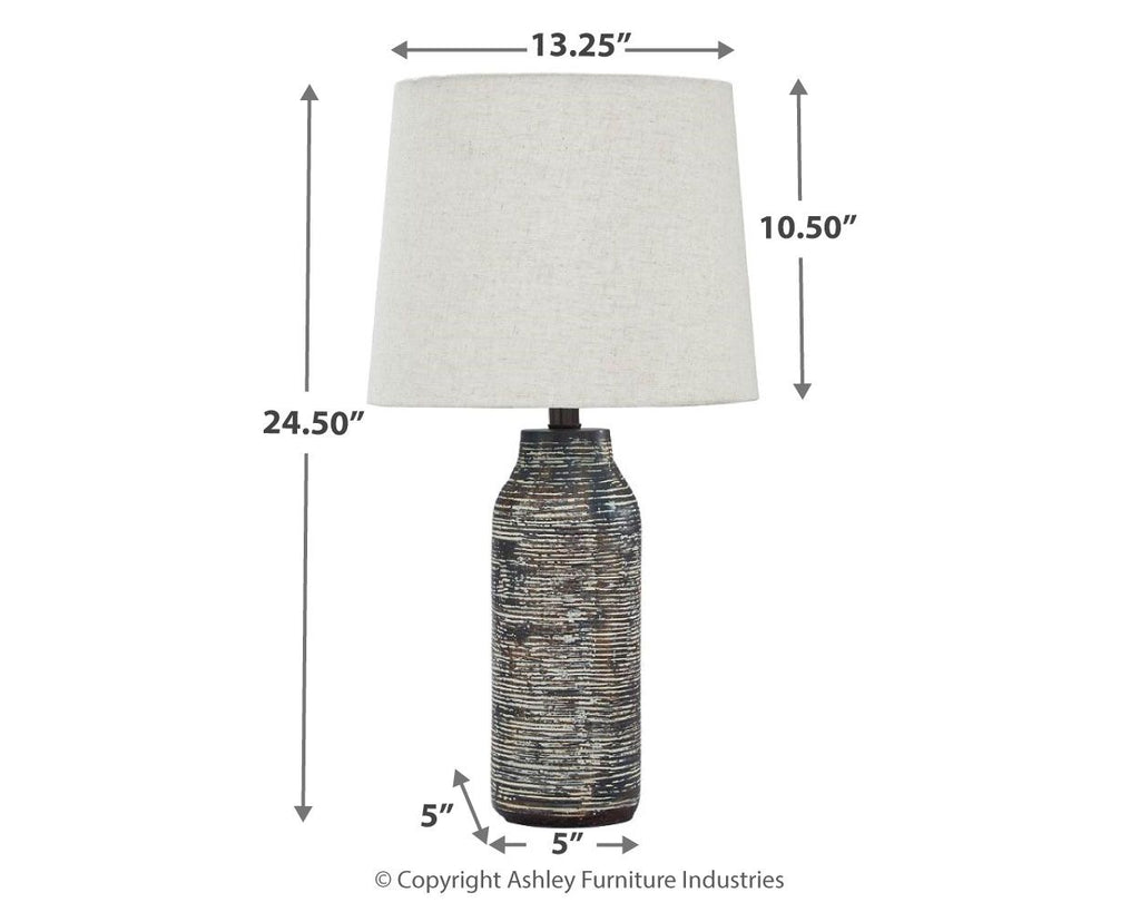 Mahima - Paper Table Lamp (Set of 2) - Black / White