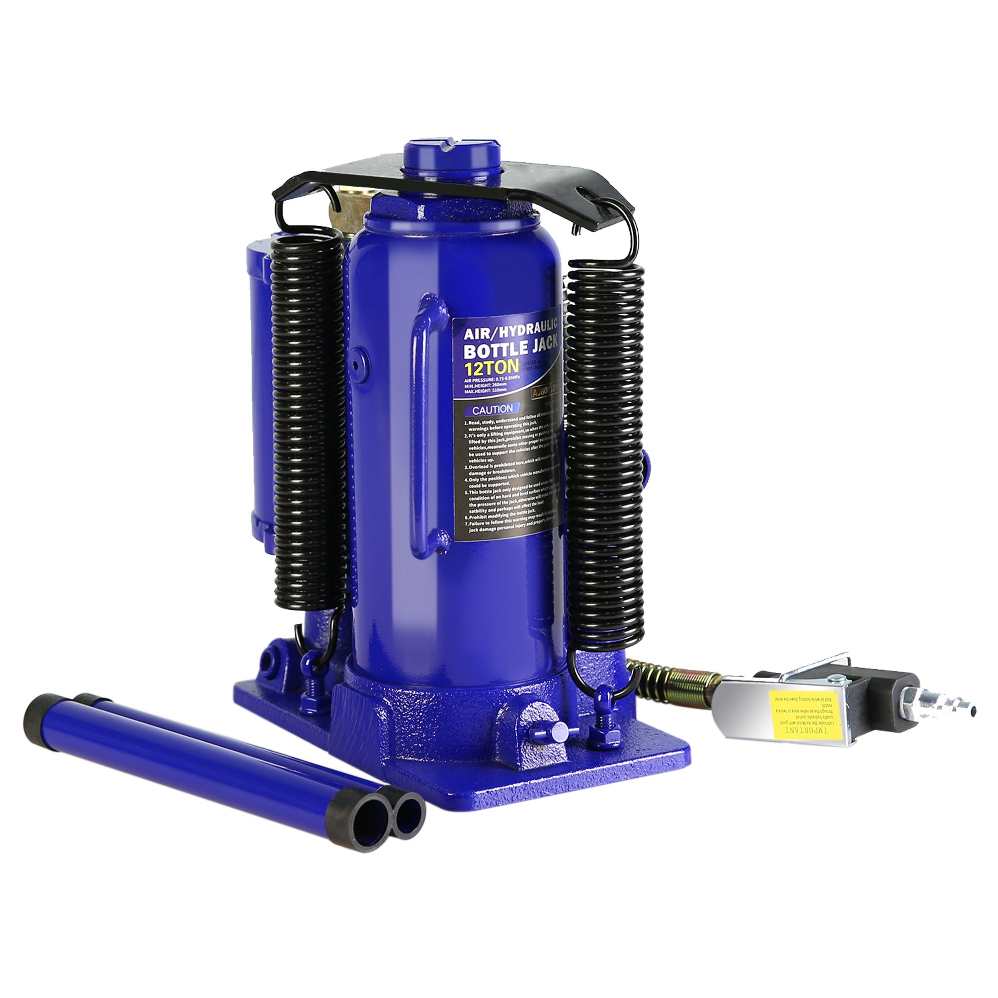 12-Ton Air Hydraulic Bottle Jack - Heavy Duty (Blue)-American Furniture Outlet