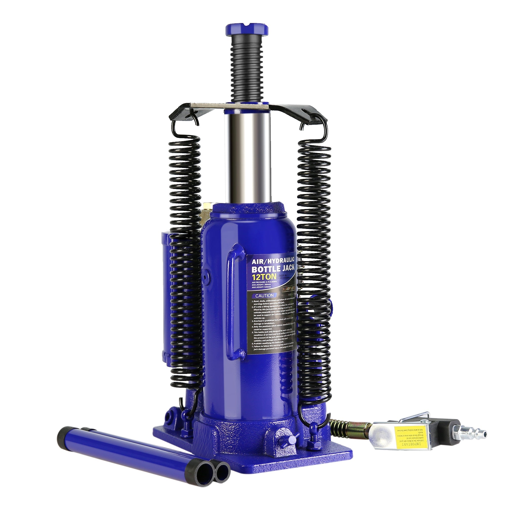 12-Ton Air Hydraulic Bottle Jack - Heavy Duty (Blue)-American Furniture Outlet