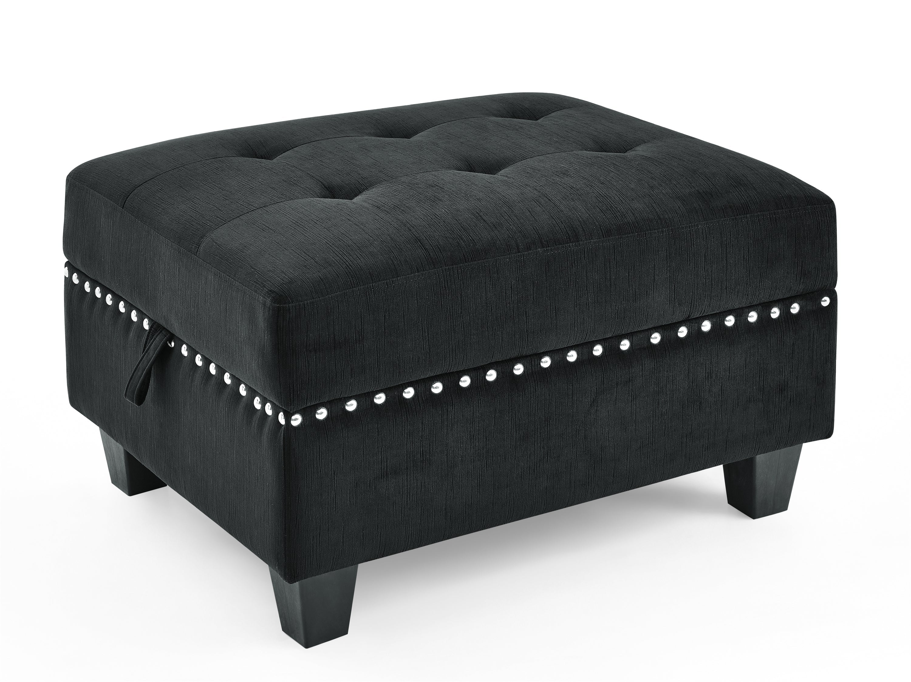 12-Piece Large Black Velvet U-Shape Modular Sectional Sofa with Ottoman-Stationary Sectionals-American Furniture Outlet