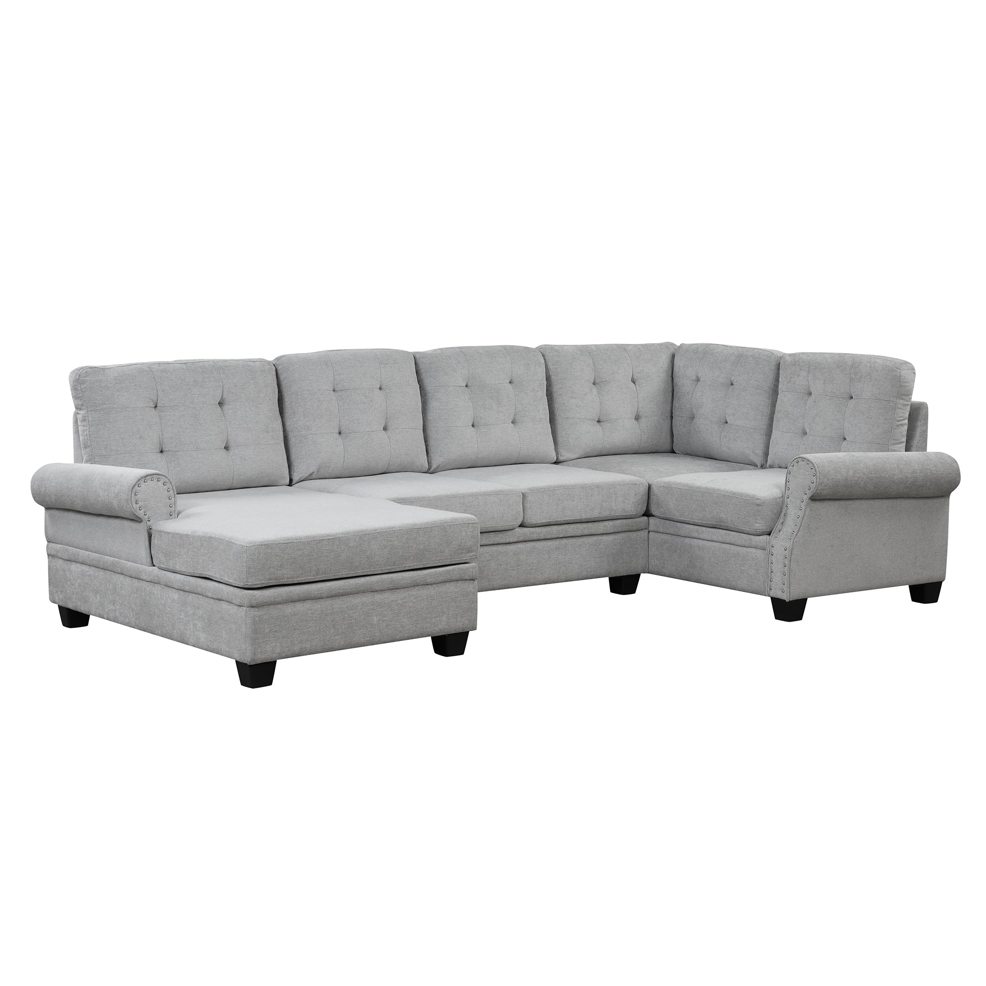 light gray u shaped sectional sofa