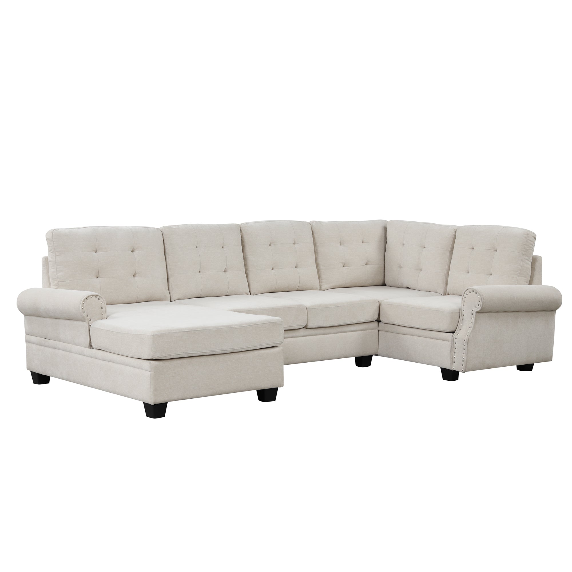 beige u shaped sectional sofa