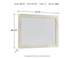 Rectangular whitewash mirror frame, front view, with clear glass panel