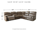 Segburg Driftwood Faux Leather Sectional - Power Reclining Sofa with Console & Cup Holders-Benchcraft®-American Furniture Outlet