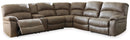 Segburg Driftwood Faux Leather Sectional - Power Reclining Sofa with Console & Cup Holders-Benchcraft®-American Furniture Outlet