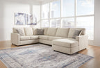 Pearl silver fabric sectional sofa with chaise and ottoman, corner layout