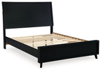 Black panel bed frame with slatted base and headboard, no mattress