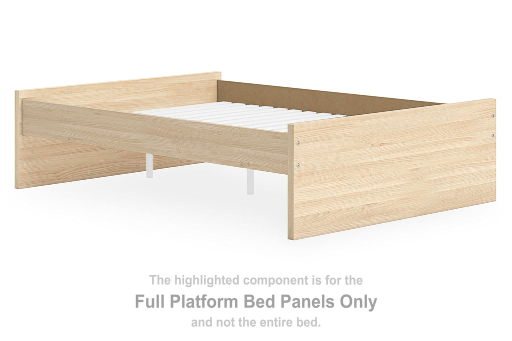 Natural wood full platform bed panels, side and end panels with slat support