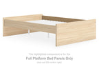 Natural wood full platform bed panels, side and end panels with slat support