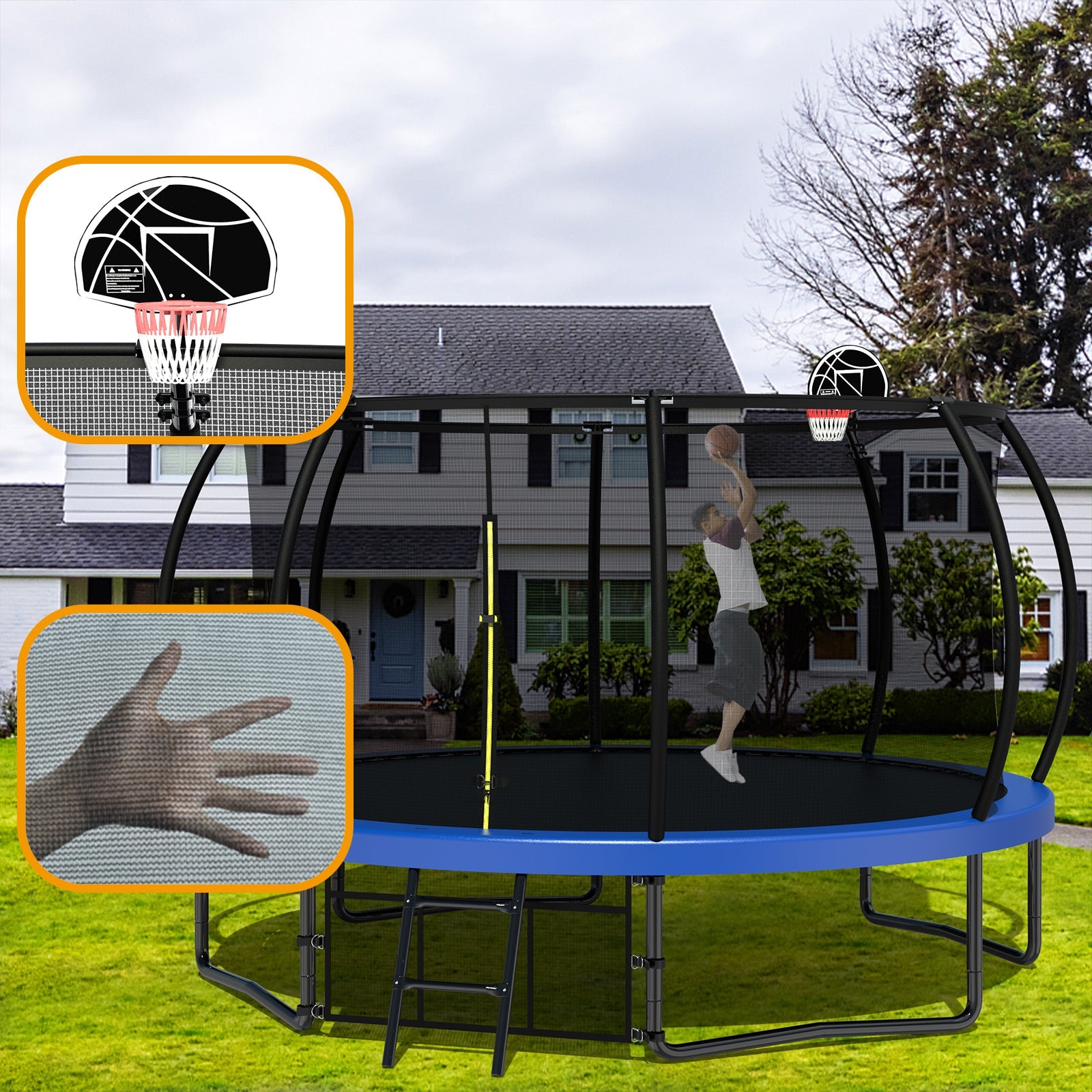 12FT Kids Trampoline with Enclosure Net & Ladder-American Furniture Outlet
