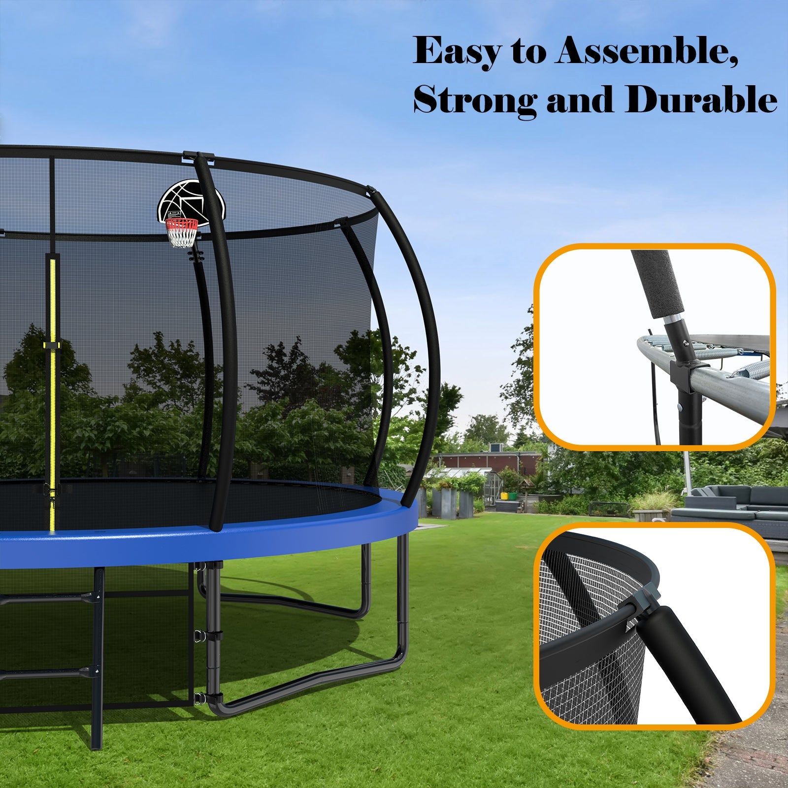 12FT Kids Trampoline with Enclosure Net & Ladder-American Furniture Outlet