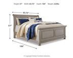 Lettner sleigh bed headboard detail with quilted blue and cream pillows
