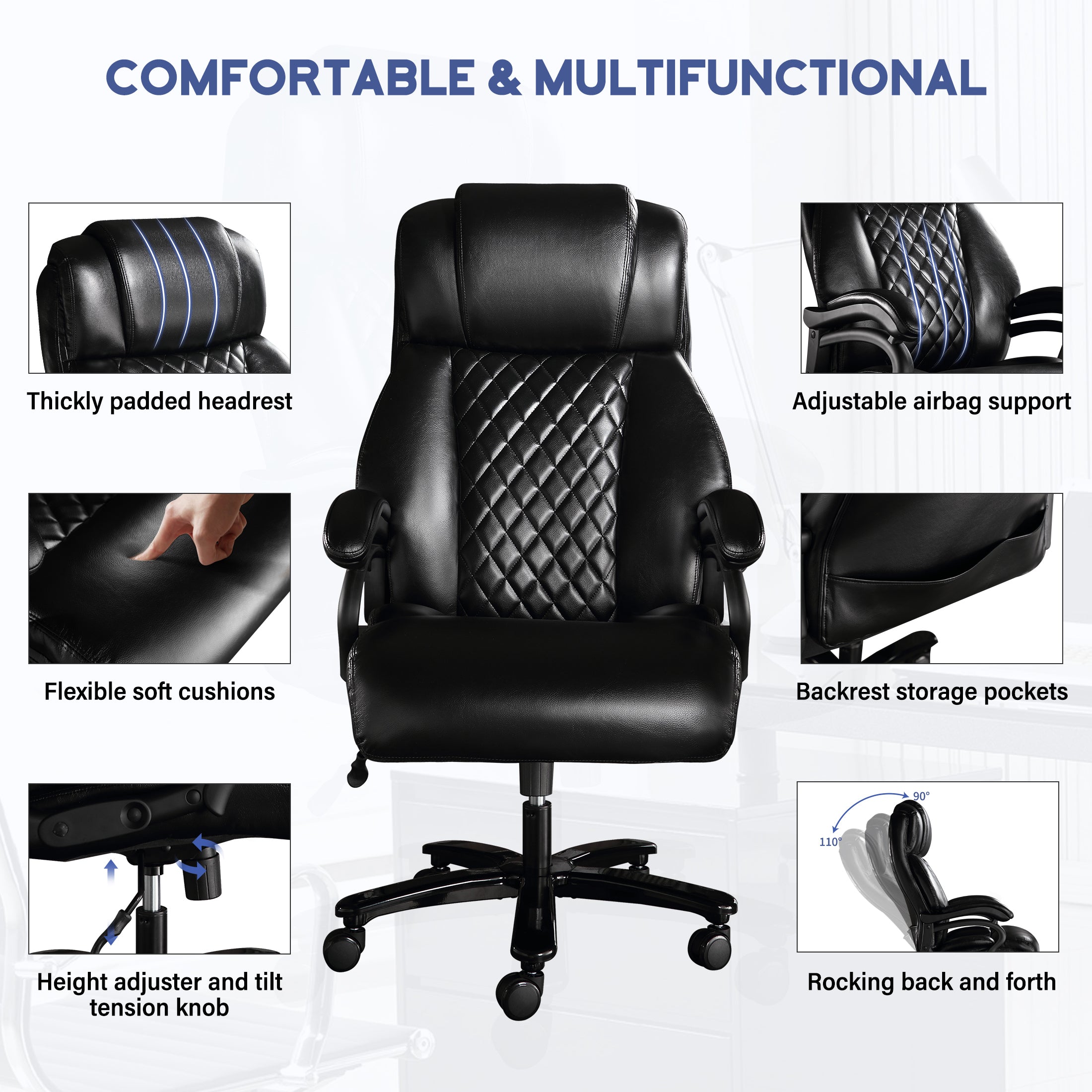 Black Electric Heated Office Chair