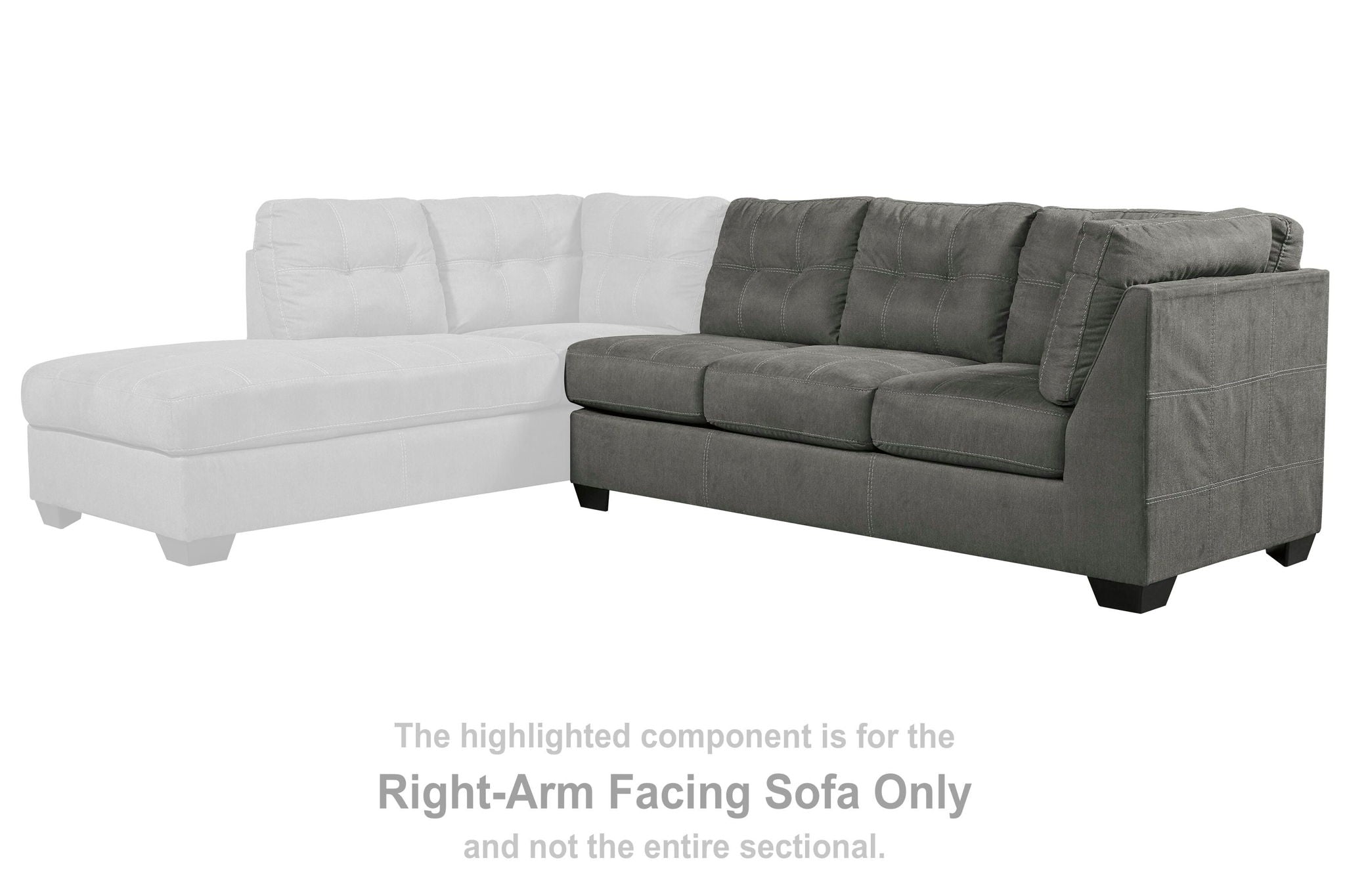 Slate gray right-arm facing sectional sofa with chaise-style chaise and tufted cushions