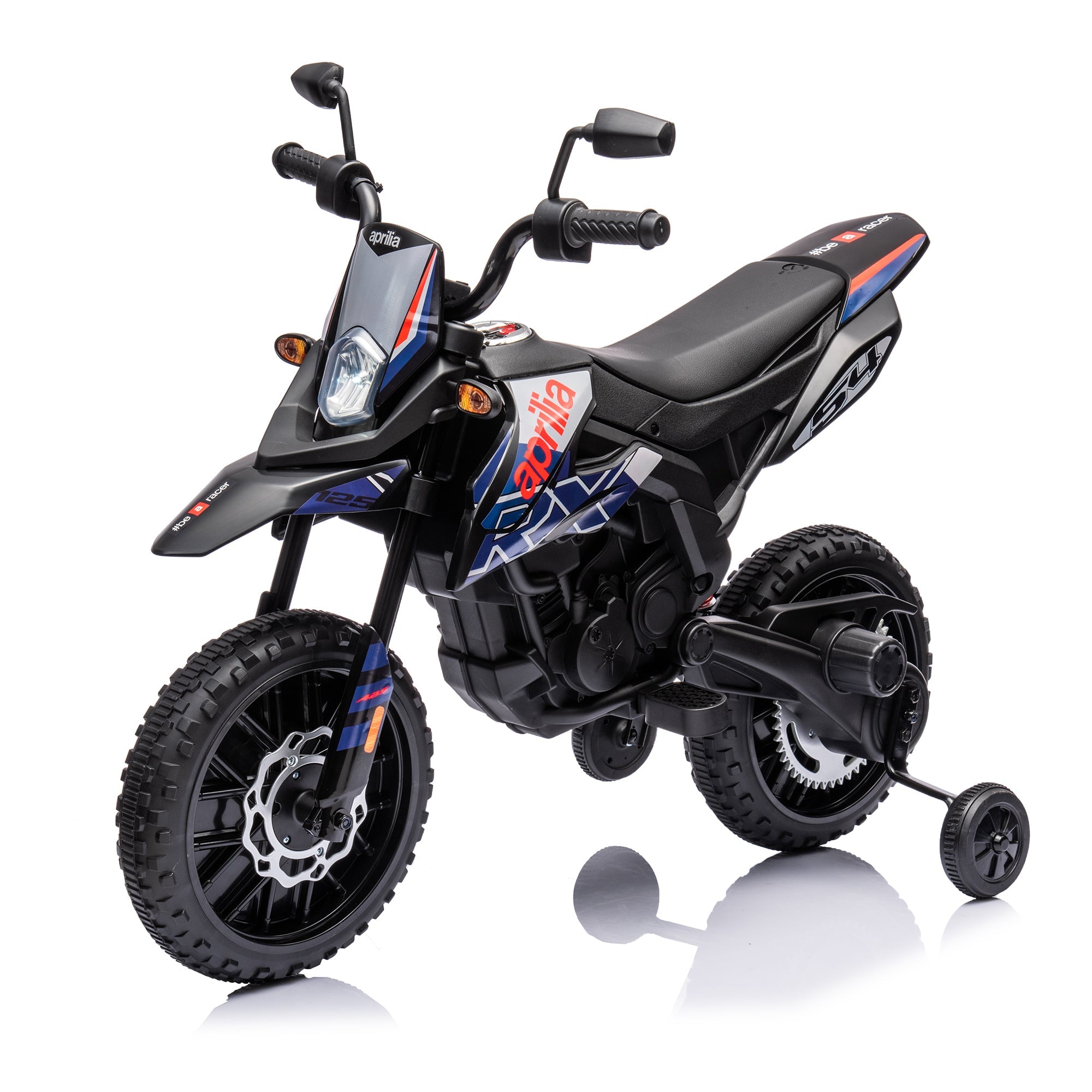 12V Electric Kid Ride-On Motorcycle: Licensed Apulia Design, Blue