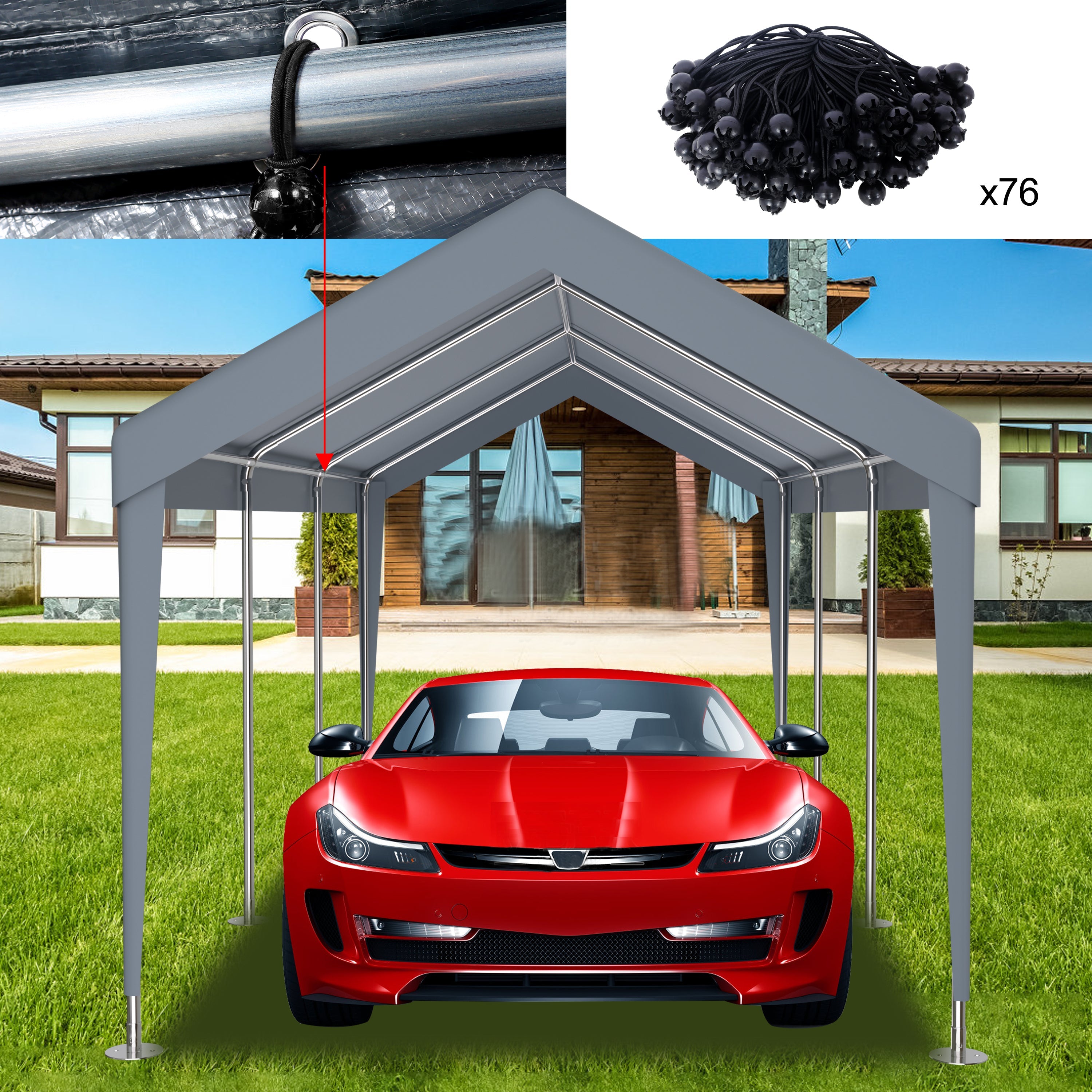 12x20 Carport Canopy Cover - Waterproof & UV-American Furniture Outlet