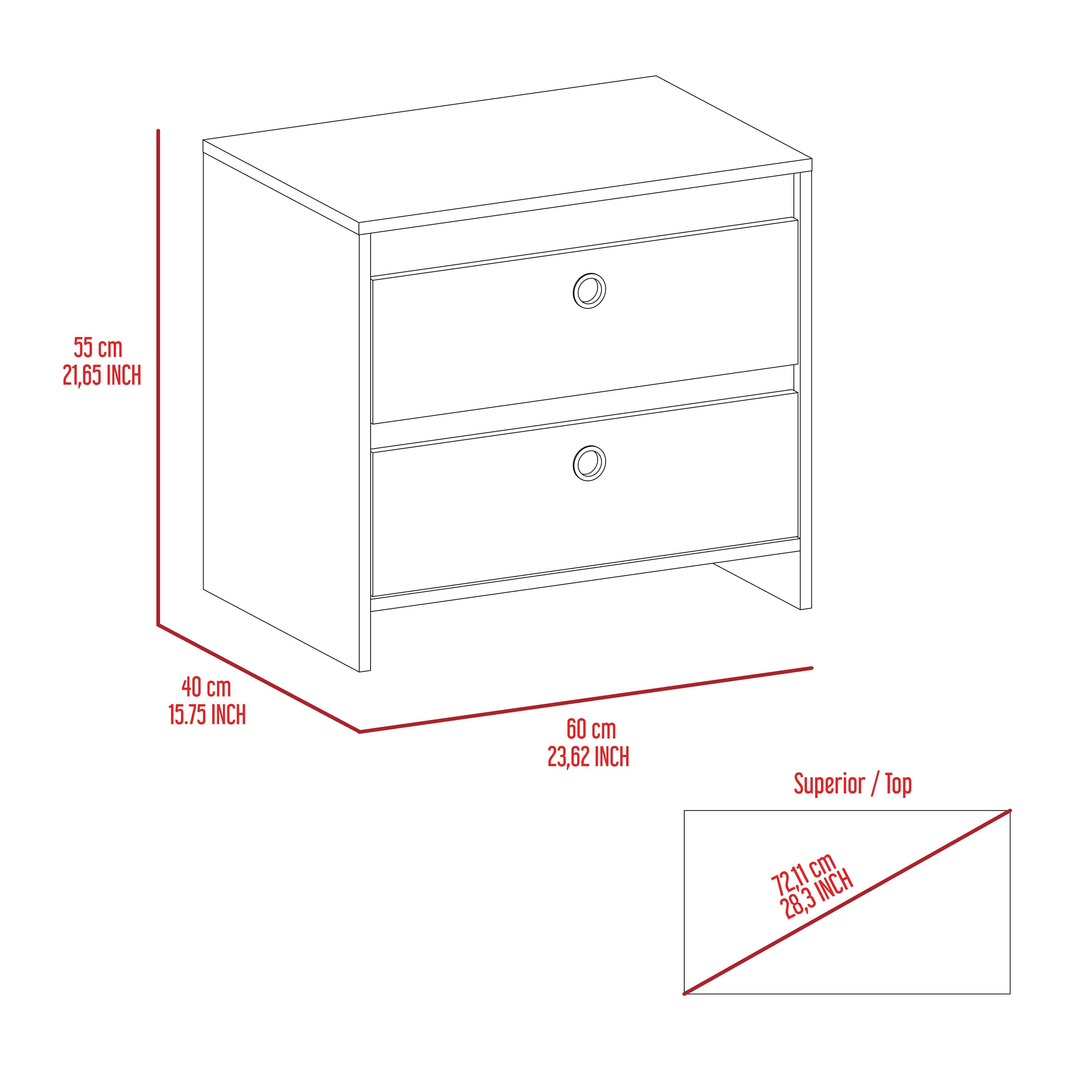 Black Nightstand - 2 Drawers, Stylish End Table