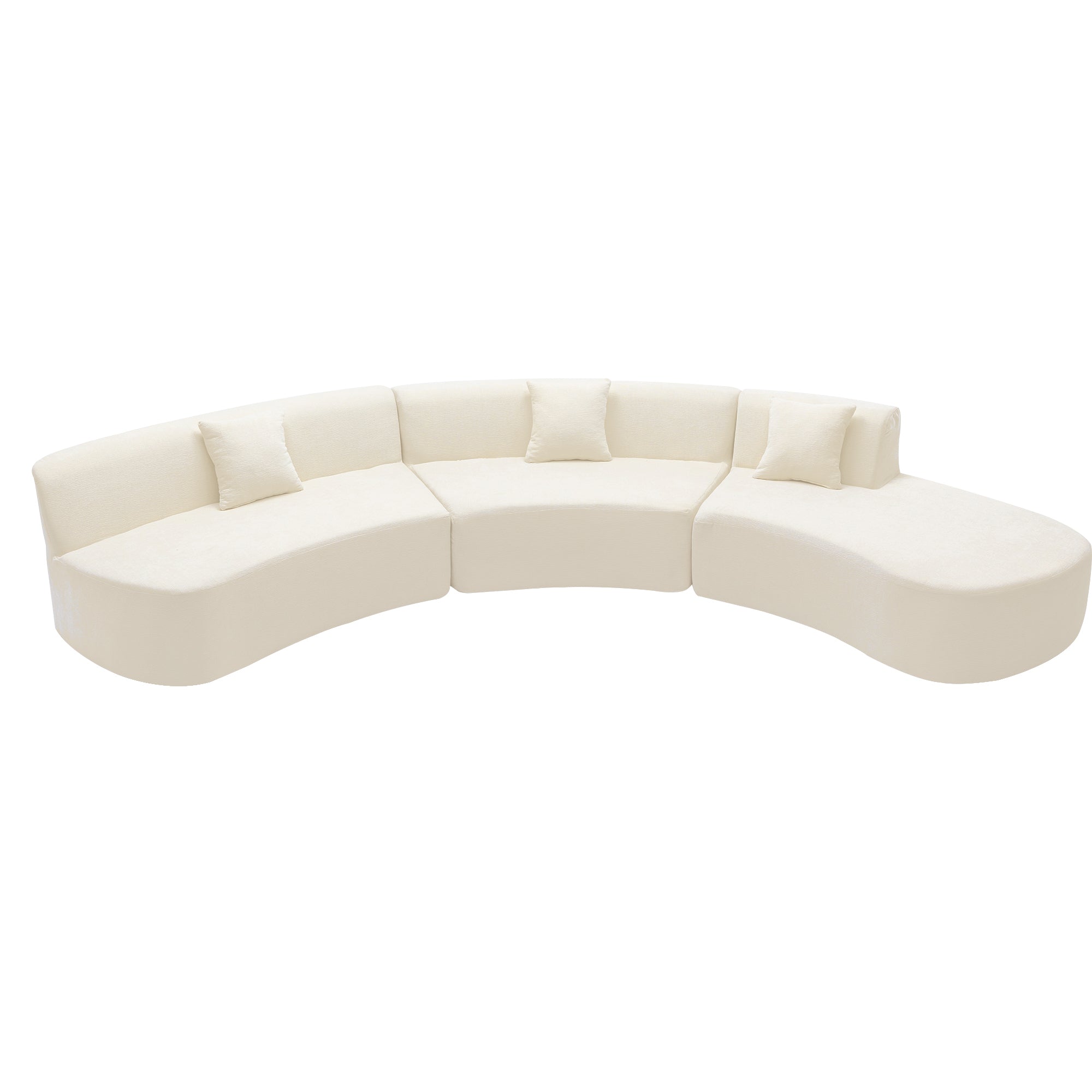 beige curved sectional