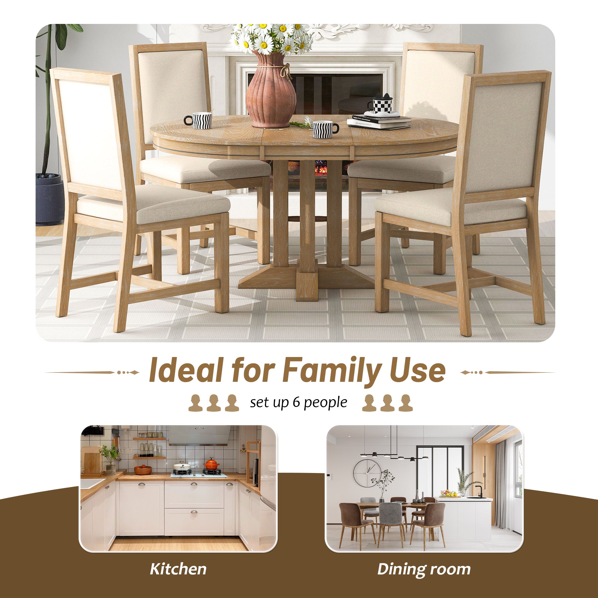 5-Piece Round Dining Set w/ 4 Chairs