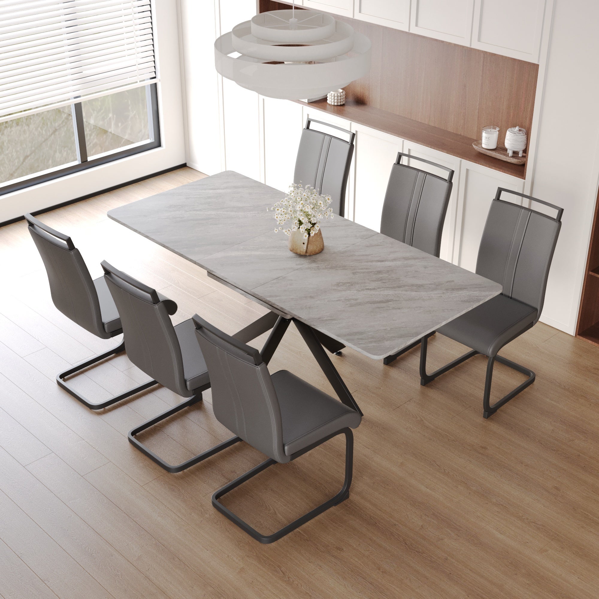 62" Extendable Dining Table Set for 6-8 People