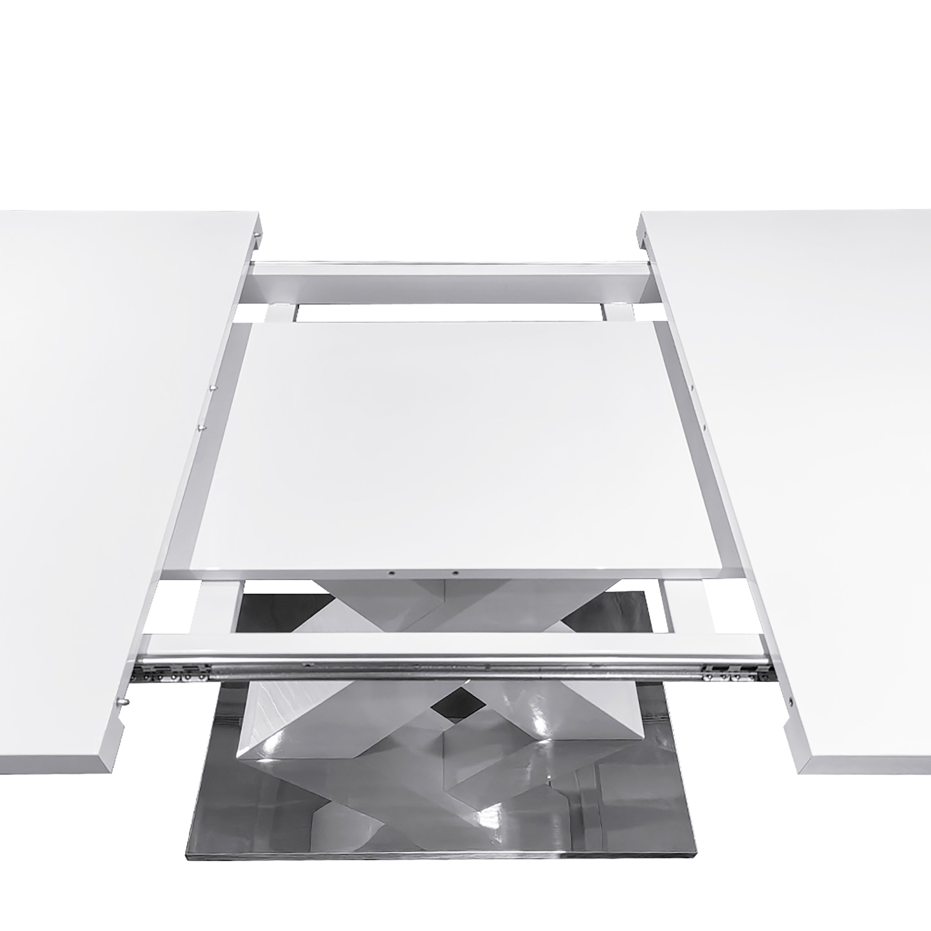 Modern White Square Dining Table - Stretchable