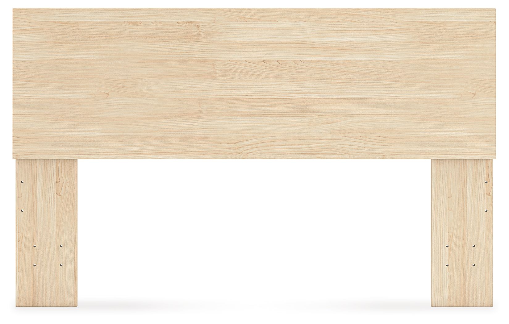 Light wood panel headboard with top panel and two end posts.