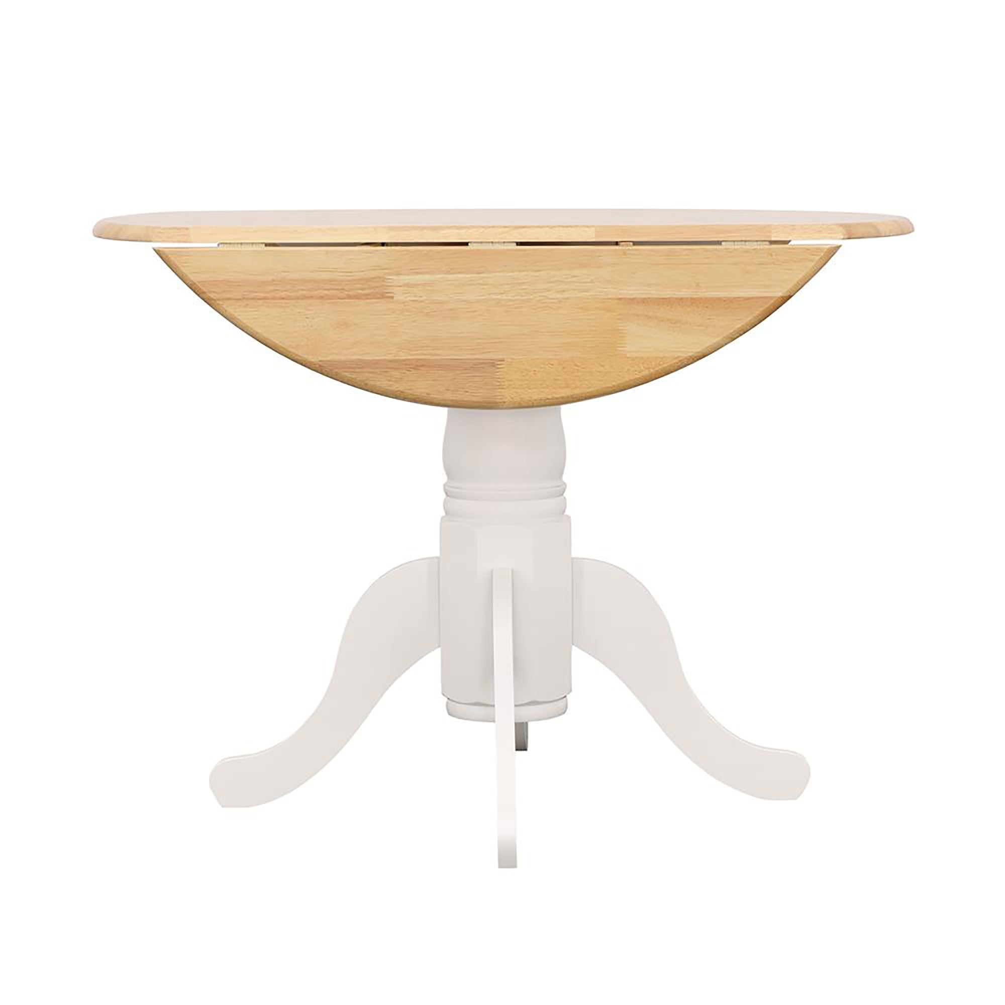 Round Drop Leaf Dining Table - Brown & White