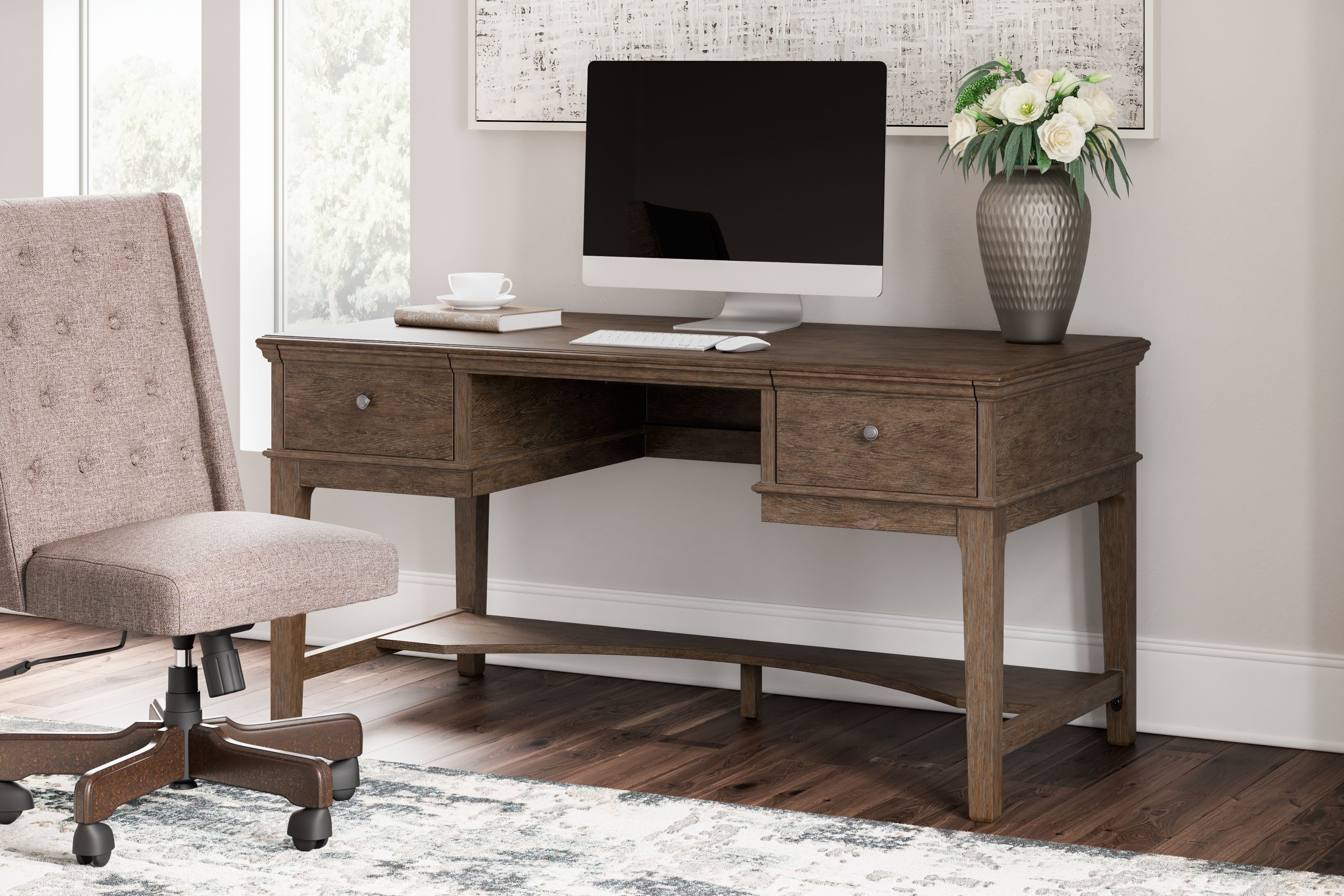 Janismore - Weathered Gray - Home Office Storage Leg Desk