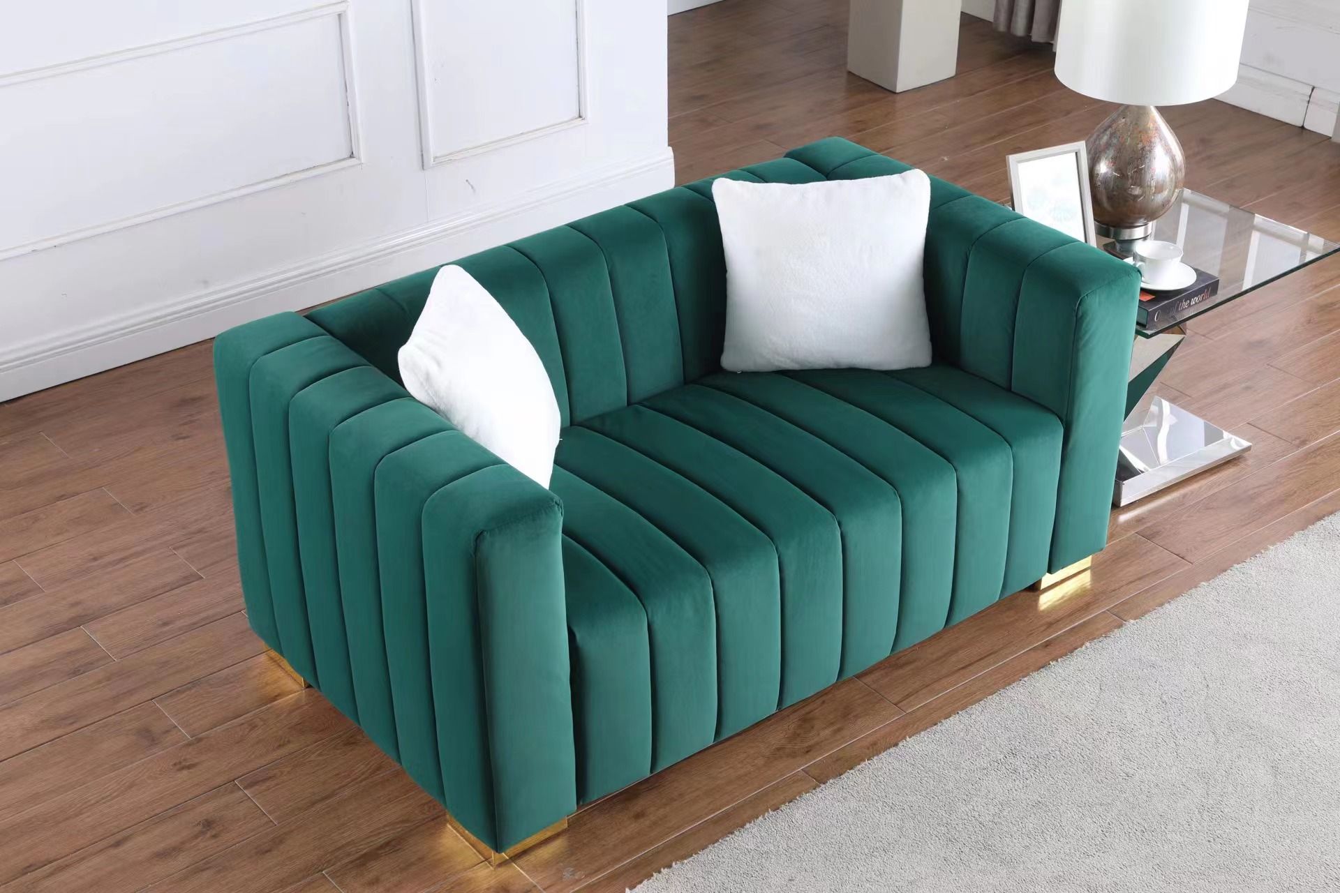 A Modern Channel Sofa Take On A Traditional Chesterfield, Dark Green Color, Loveseater - Dark Green