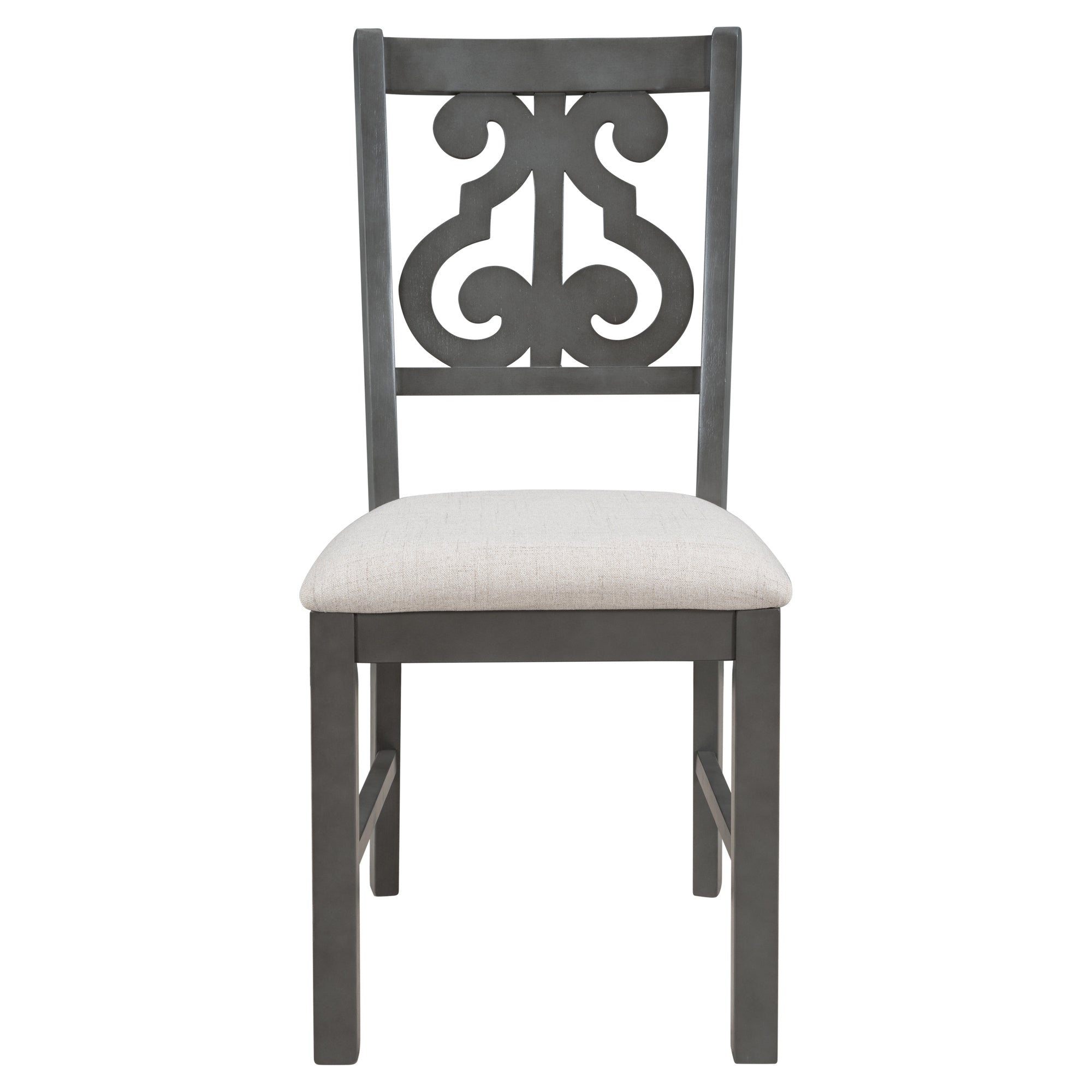 5-Pc Round Dining Set w/ Hollow Back Chairs (Gray)