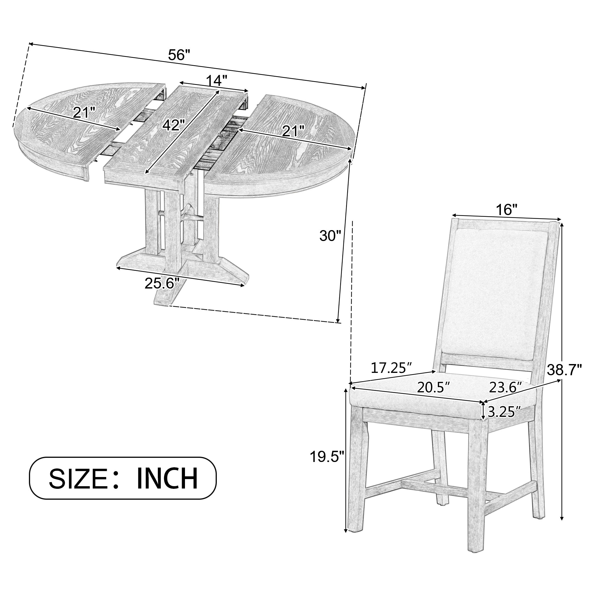 5-Piece Round Dining Set w/ 4 Chairs