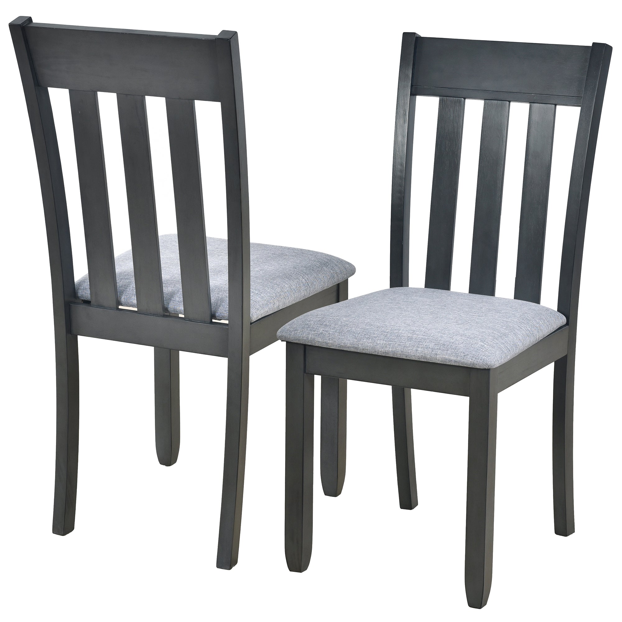 5-Piece Round Extendable Dining Table Set (Gray)